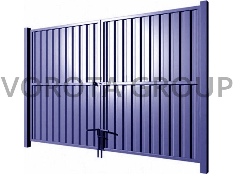 Распашные ворота из профлиста 3000x2100 синие