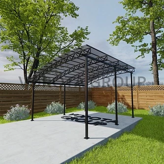 Полуарочный навес бронзово-серого цвета, монолитный поликарбонат 6500*6000